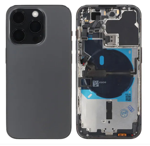 iPhone 14 Pro Baksida med Komplett Ram  - Grafit Ink montering i butik