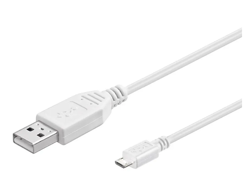 USB 2.0 cable, micro-USB to USB-A, 1.8m, white