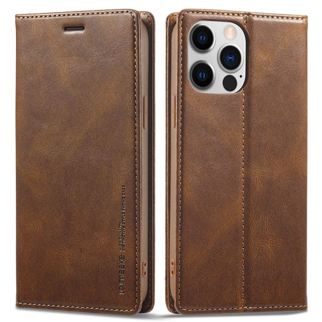 LC.IMEEKE iPhone 13 Pro Max plånboksfodral med RFID-skydd - brun