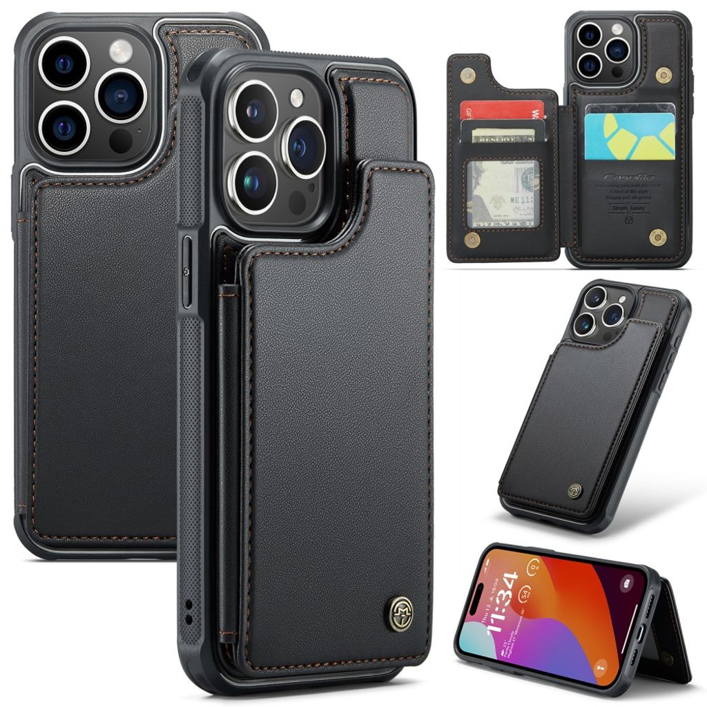 CASEME iPhone 15 Pro C22 plånboksfodral RFID Blocking – svart