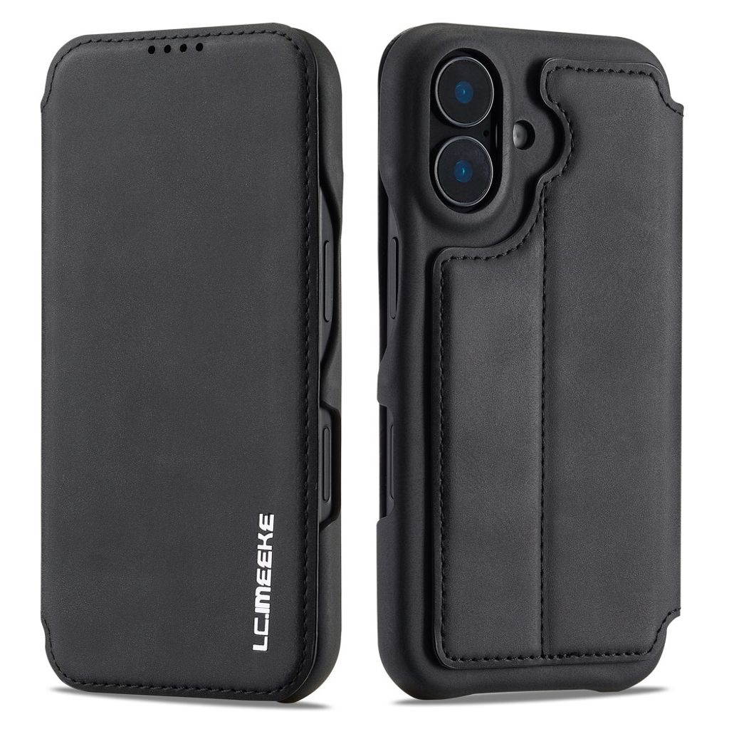 LC.IMEEKE iPhone 16 Plus Wallet Fodral Card Holder Stand – Black