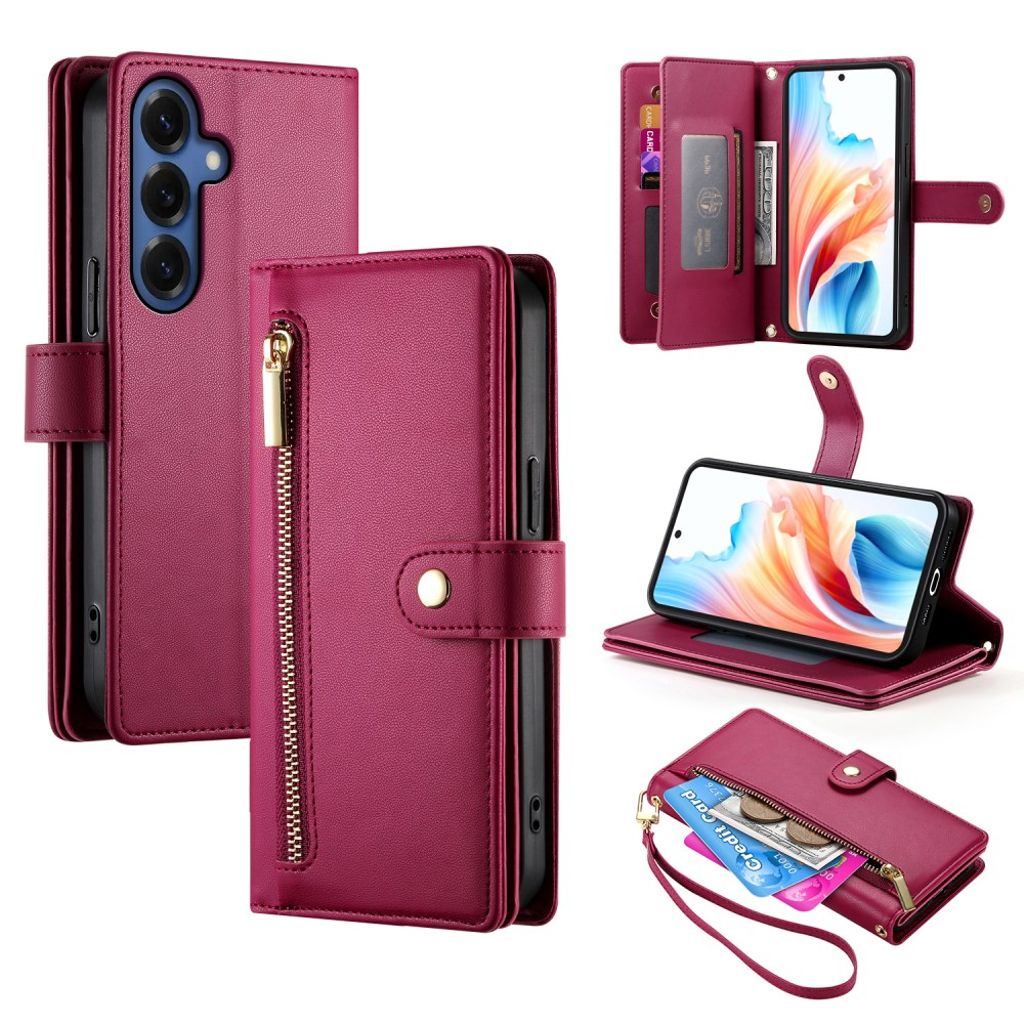 Samsung Galaxy S26 Plus Wallet Cover with Strap - Red