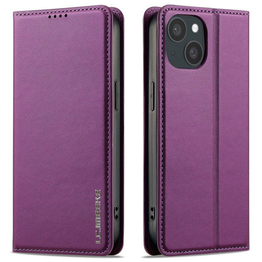 LC.IMEEKE iPhone 14/13 plånboksfodral stativ PU Leather - lila