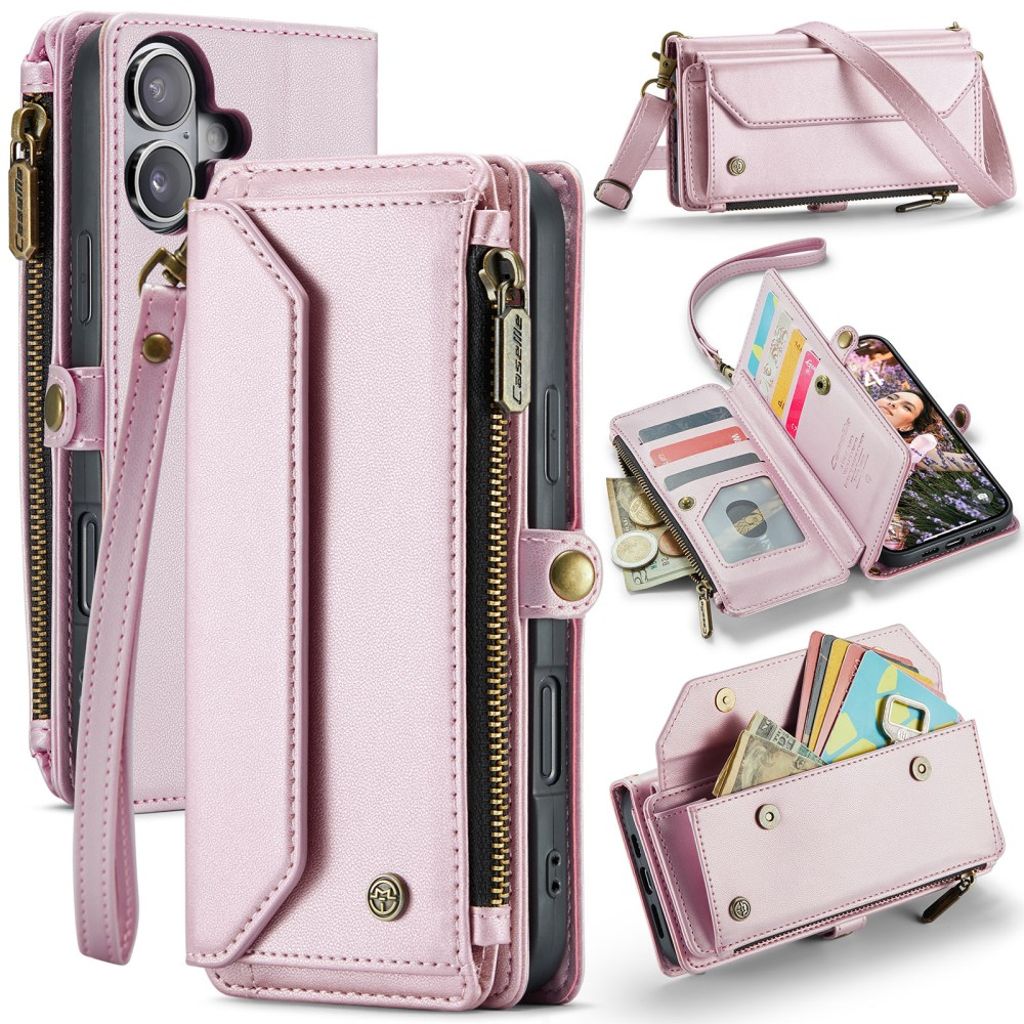 CASEME iPhone 16 fodral med 10 Card Slots - rosa