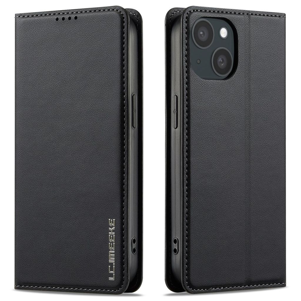 LC.IMEEKE iPhone 15 Wallet Fodral Stand PU Leather - Black