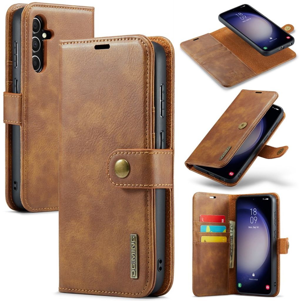 DG.MING Samsung Galaxy S24 FE Detachable plånboksfodral – brun