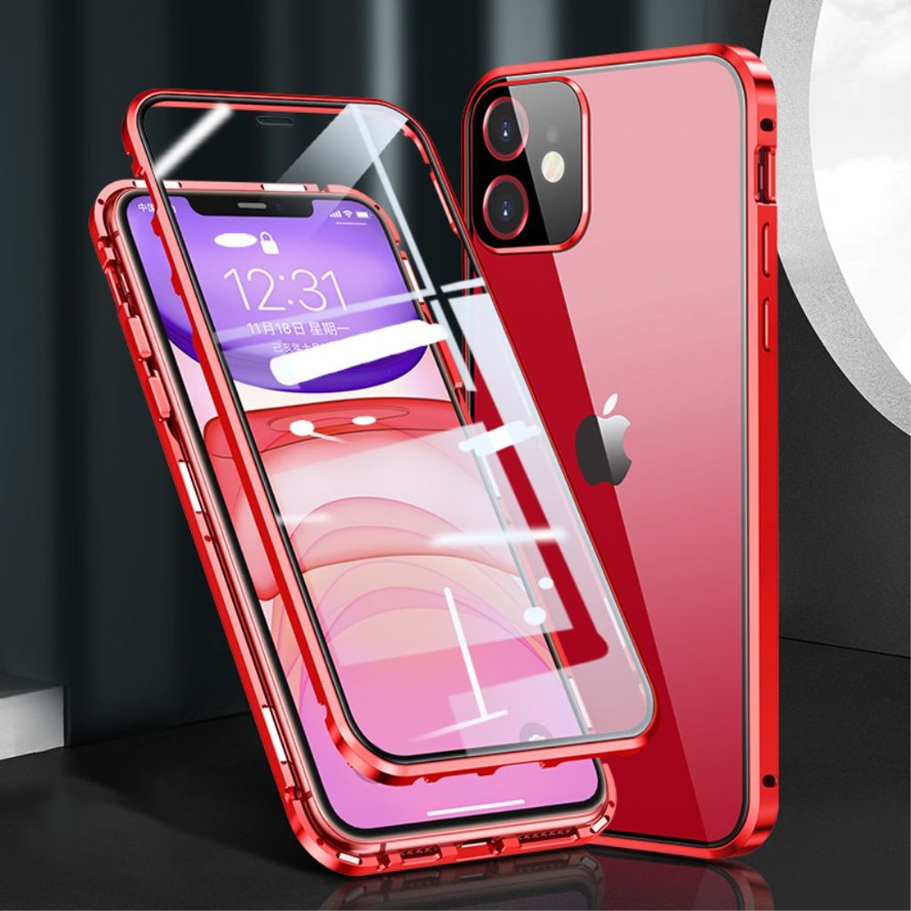 iPhone 12 Mini Case + Built-in Screen Protector - Red