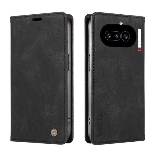 YIKATU Nothing Phone (4a) plånboksfodral PU Leather stativ – svart