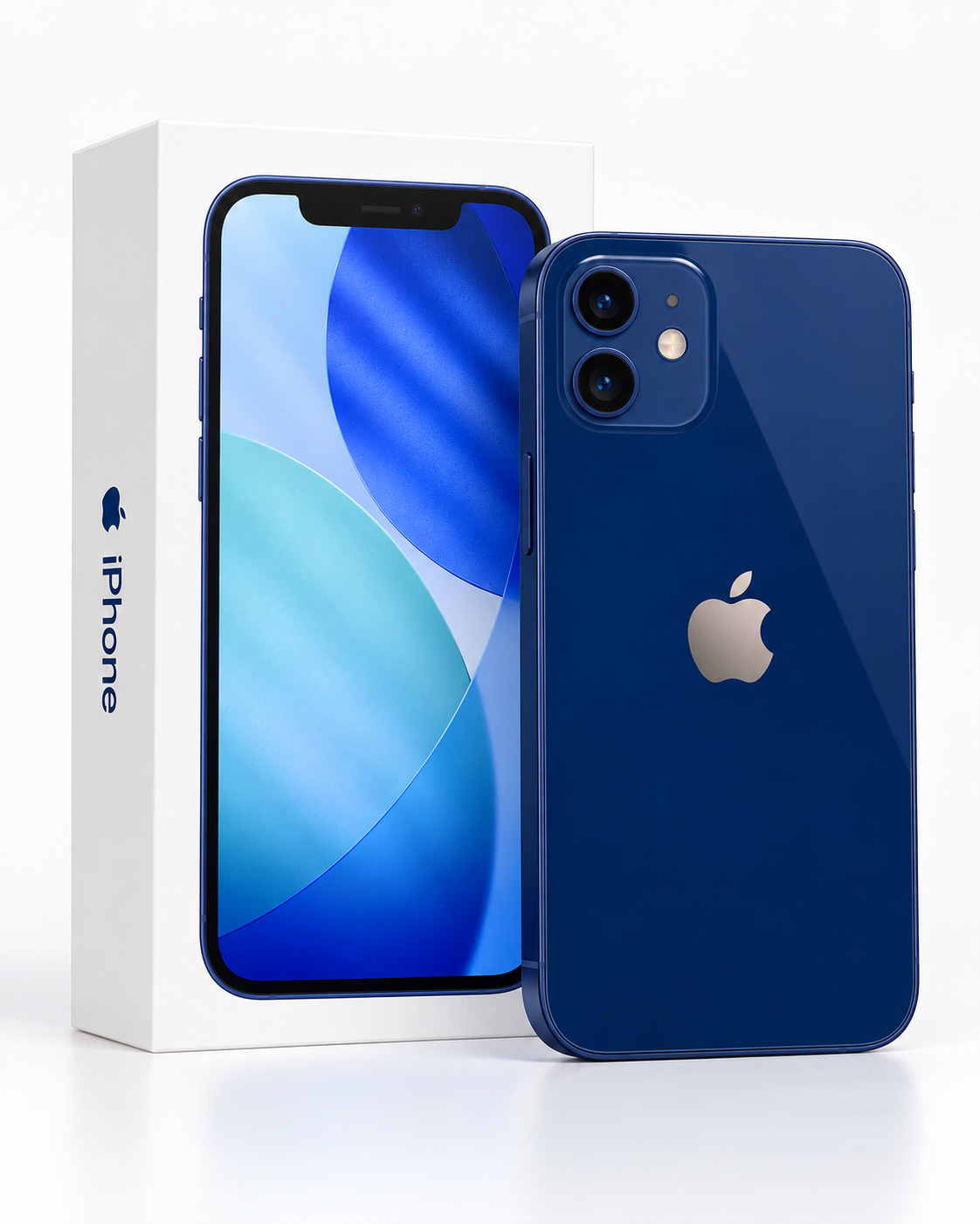 Apple iPhone 12 128 GB blå med kartong – produktbild